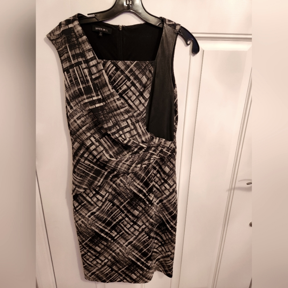Lafayette 148 dress with leather tank shoulder strap